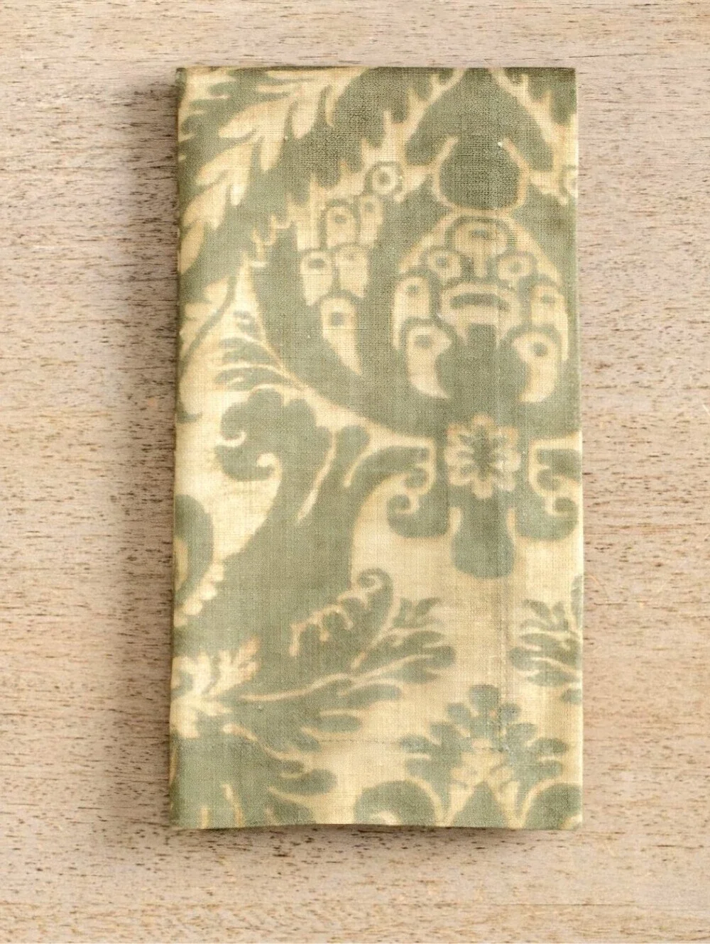Pottery Barn Cloth Napkins, Green Damask, Set Of 4